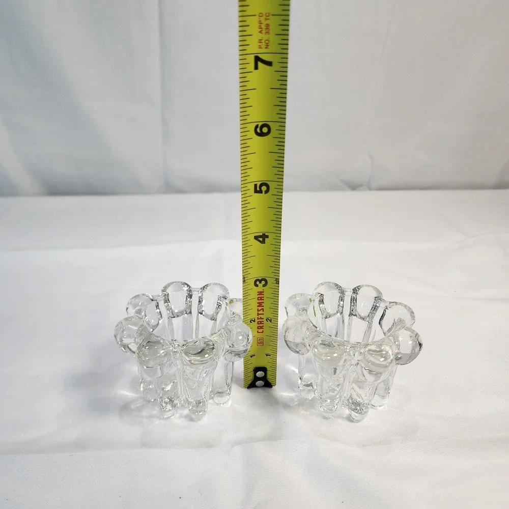 Vintage Alco Industries Crystal 2 Pc Candleholder Set No. 0011